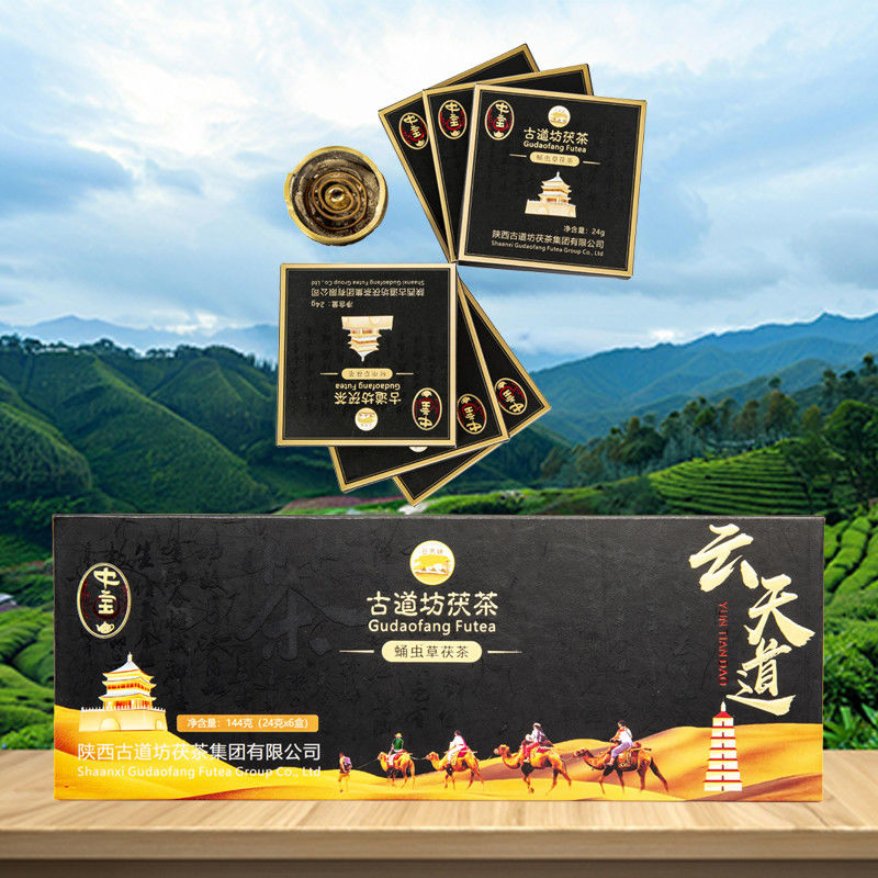 2024 Chá preto quente no Cordyceps Pupa Chá Fuzhuan Gloden Flor Chá escuro 144g Peso kg 0,144 Endereço para o Melhor Endereço de presente