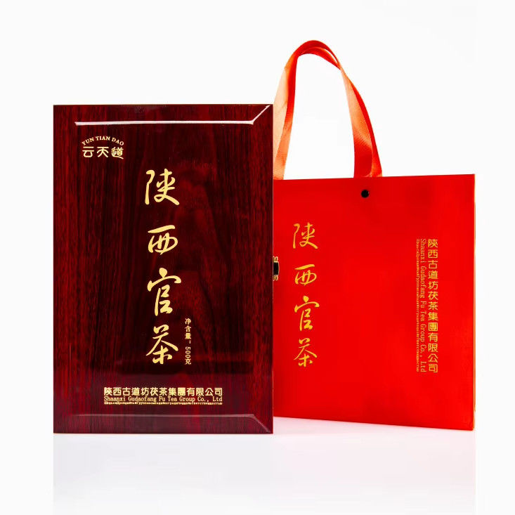 s Processo Antigo Chá Negro Quente Shaanxi Chá Preto Chá Flor Dourada Caixa de Presente Exquisita para um presente tradicional e saudável